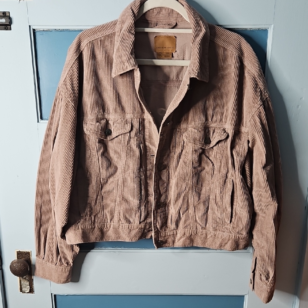 American Eagle Outfitters Women's Corduroy Jacket - Mauve Large